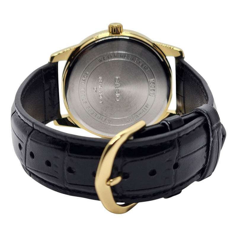 Reloj Pulsera Casio Enticer Mtp-v001gl-7b Negro Dorado Blanco