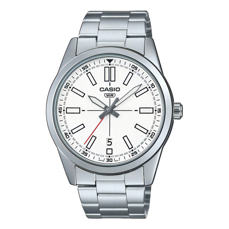Reloj Casio Hombre Mtp-vd02d-7eudf Plateado Blanco Blanco Mtp-vd02d-7e