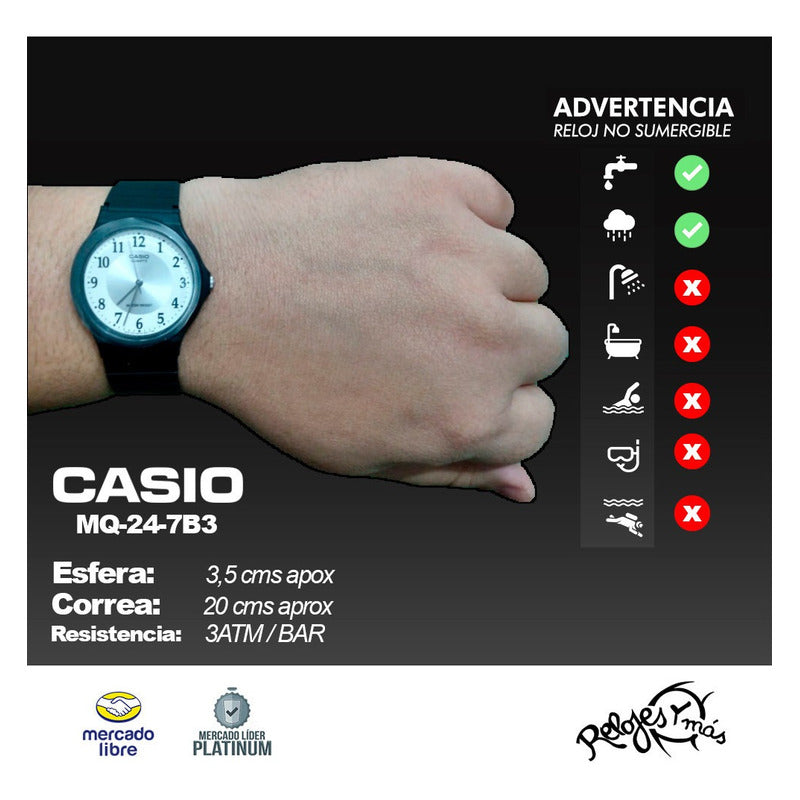 Reloj Casio Negro Mq-24 Colores Surtidos/relojesymas Blanco 7b3