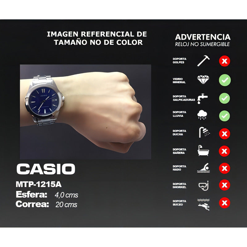 Reloj Casio Hombre Mtp-1215a-2a Surtido Azul 2a