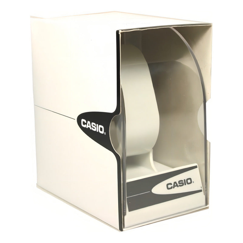 Reloj Casio Para Mujer De Acero Inoxidable, Plateado Con Bisel Ondulado Blanco