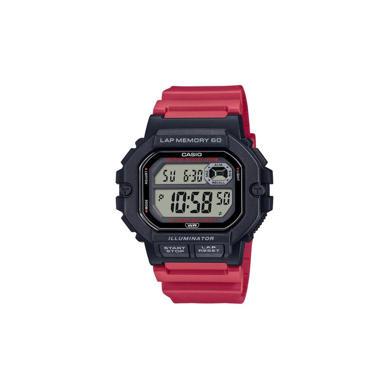 Reloj Casio Ws-1400h-4av Sumergible Original Rojo Negro Agua