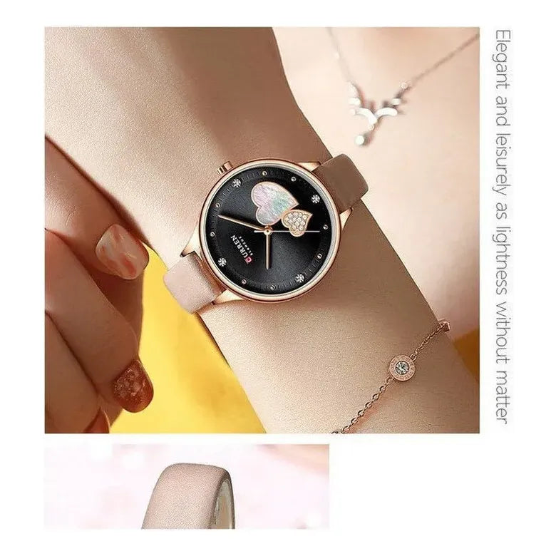 Reloj De Cuarzo De Cuero Curren 9077-3 Pink Dorado
