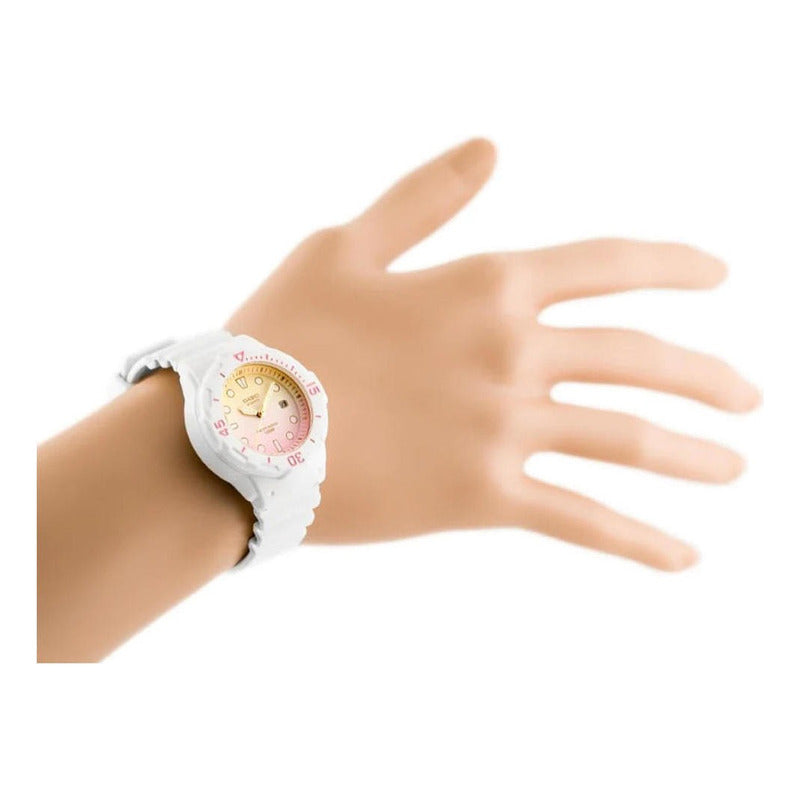 Reloj Casio Mujer Lrw-200h-4e2vdr Blanco Rosa/amarillo