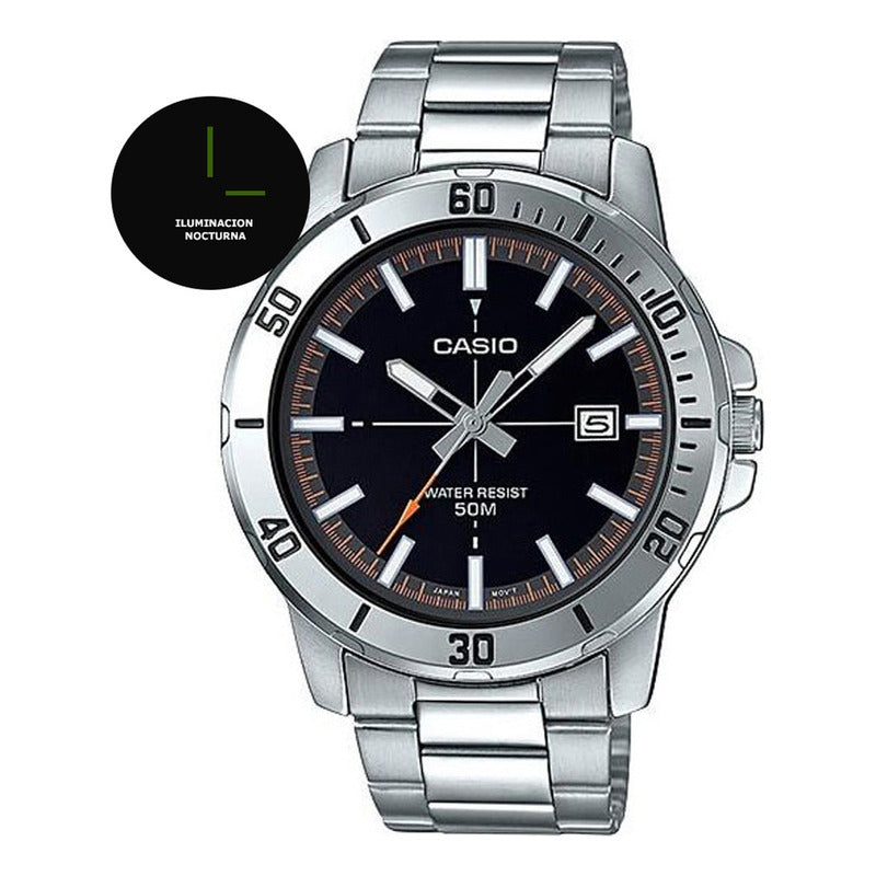 Reloj De Pulsera Casio Dress Mtp-vd01d-1e2 Original Plateado Negro