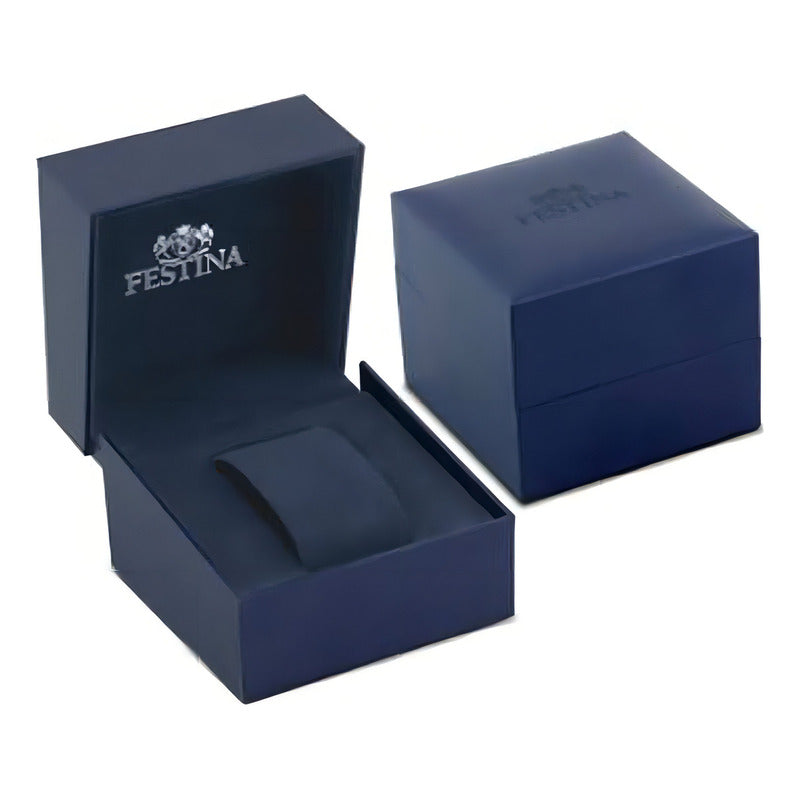 Reloj Festina Hombre Chrono Bike 2024 Azul Fecha F20670.3 Malla Plateado Bisel Plateado