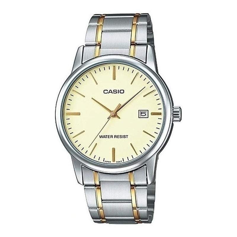 Reloj Casio Dama Ltp-v002sg-9a Nuevo Original/relojesymas Plateado Plateado Dorado