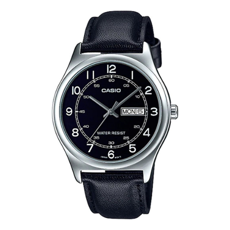 Reloj Casio Mtpv006l-1b2udf Cuarzo Unisex Color De La Correa Mtp-v006l-1b2 Plateado Negro