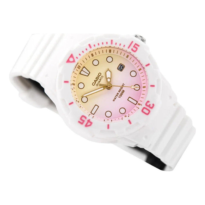 Reloj Casio Mujer Lrw-200h-4e2vdr Blanco Rosa/amarillo