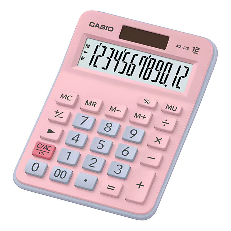 Calculadora Casio Mx-12b-pklb Mesa Original Rosa Claro Verde