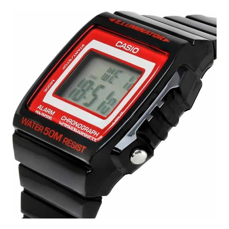 Reloj Casio W-215h-1a2 Hombre Digital Relojesymas Negro Rojo