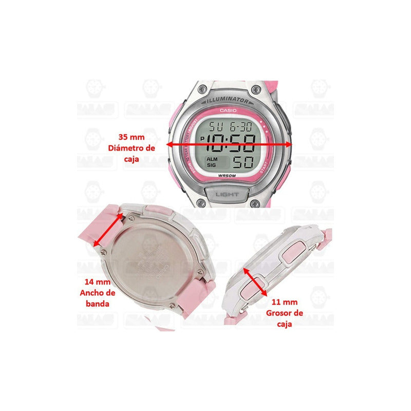 Reloj Casio Digital Lw203-4a Dama Rosa Relojesymas Lw-203-4a