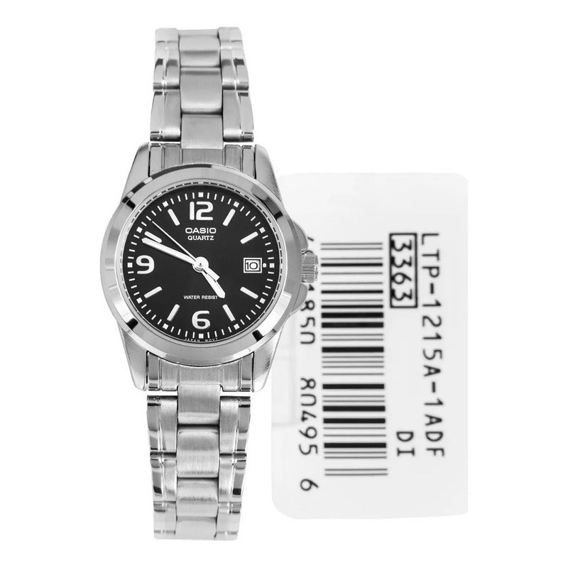 Reloj Casio Ltp-1215a-1a Para Dama Plateado/negro  Plateado Negro