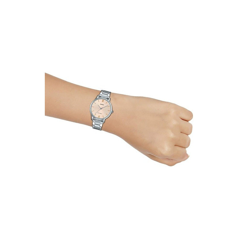 Reloj Mujer Casio Ltp-vt01d-4b2 Plateado Análogo / Lhua Plateado Palo Rosa