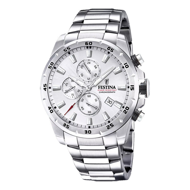 Reloj De Pulsera Festina Chrono Sport F20463-1 Original Plateado Plateado Blanco