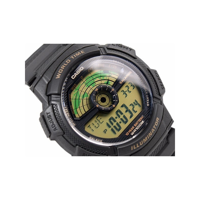 Reloj Casio Digital Cuarzo Para Hombre World Time Con Cronógrafo Negro Black