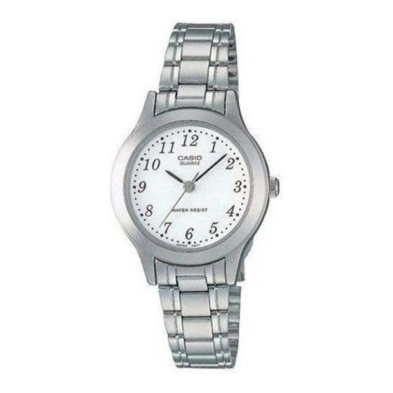Reloj Casio Dama Ltp-1128a-7b Relojesymas Plateado Plateado Blanco