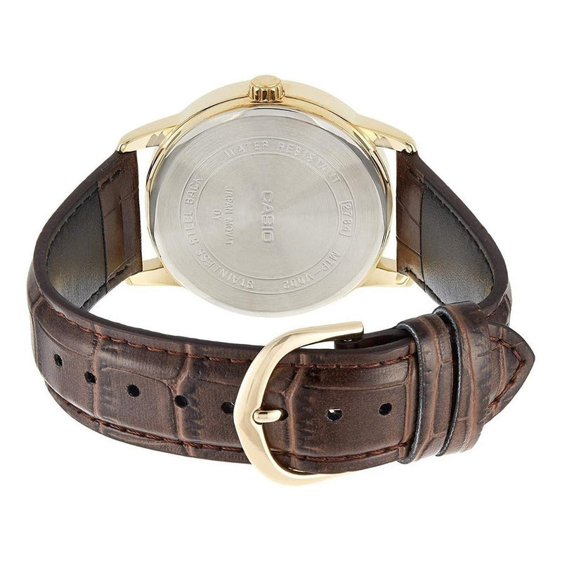 Reloj De Pulsera Casio Enticer Mtp-v002gl-1b Relojesymas Marrón Dorado Negro