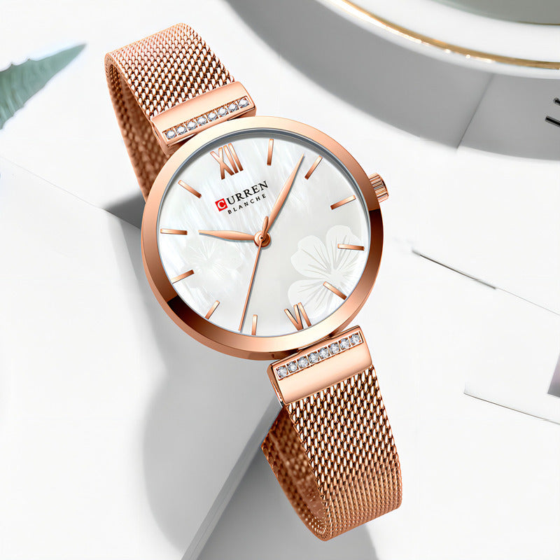 Relojes De Cuarzo Dama Curren 9067 De Moda Relojesymas Color De La Correa 2 Cobre Blanco