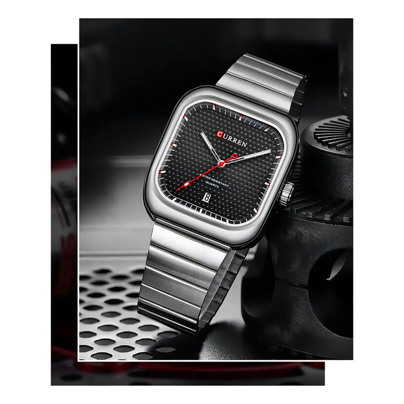 Relojes De Cuarzo Con Calendario Curren 8460-1 Silver Black