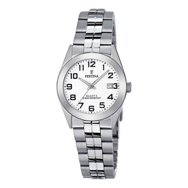 Relojes Pulsera Mujer Metal F20438/1 Calendario Original Plateado Blanco