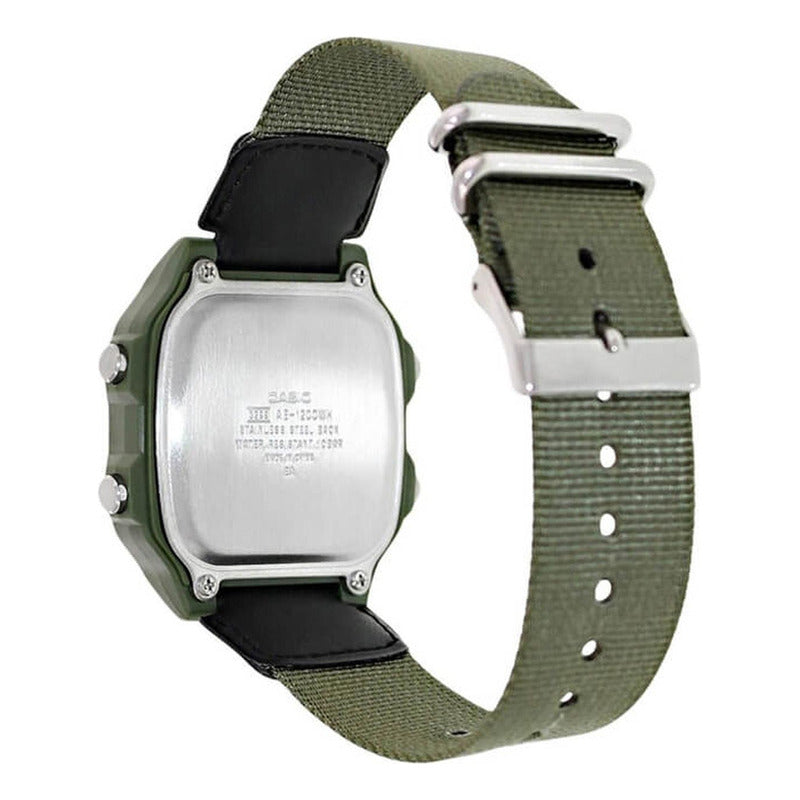 Reloj Pulsera Digital Casio Ae-1200whb-3b Con Correa De Tela Color Negro/verde - Fondo Negro