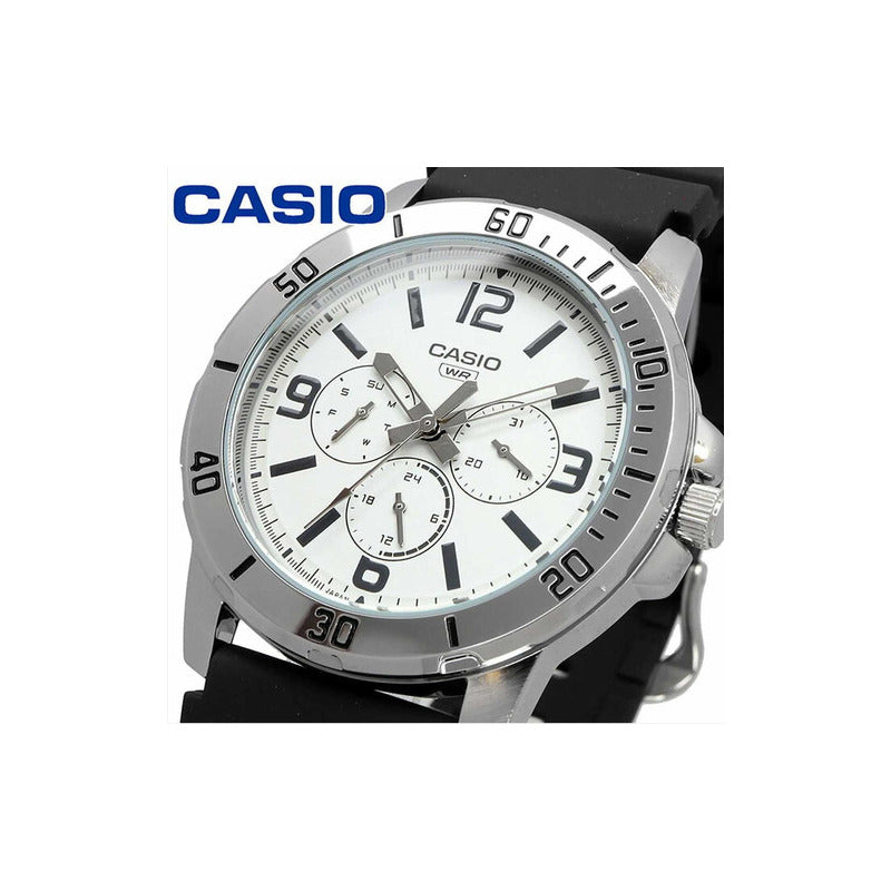 Reloj Casio Mtp-vd300-7budf Cuarzo Hombre Negro Plateado Blanco