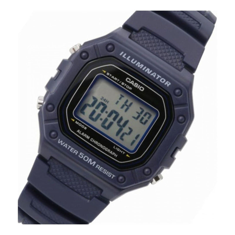 Reloj De Pulsera Casio Youth W-218h-2a Correa Azul Bisel Azul Fondo Gris