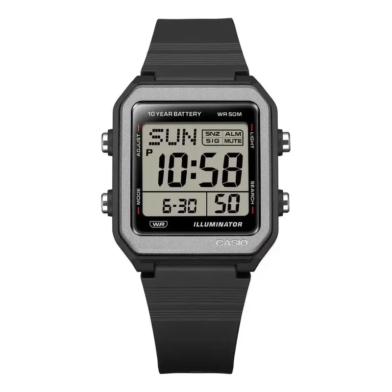 Reloj Digital Casio Con Correa De Caucho W-221h-1avdf Negro Plateado
