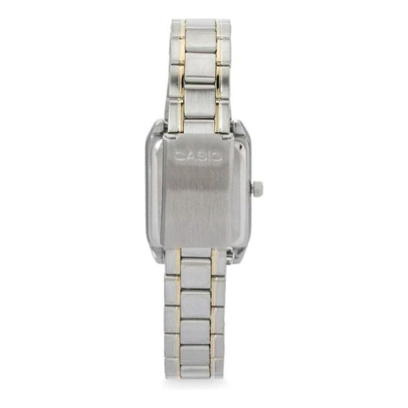 Reloj Casio Dama Ltp-v007sg-9b Acero Combinado Numeros Romanos Plata Beige