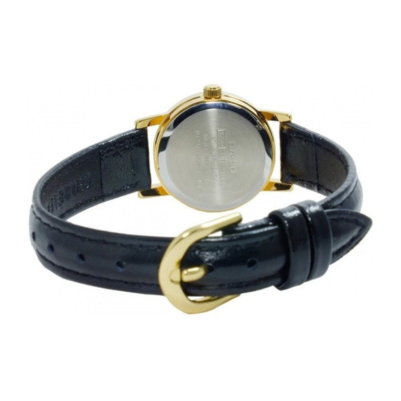 Reloj Casio Mujer Cuero Ltp-1094q-7a Original Negro Dorado