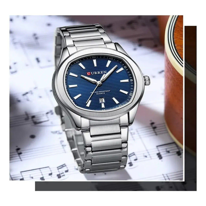 Reloj Para Hombre Curren 8474 Kree2502 Plateado Azul
