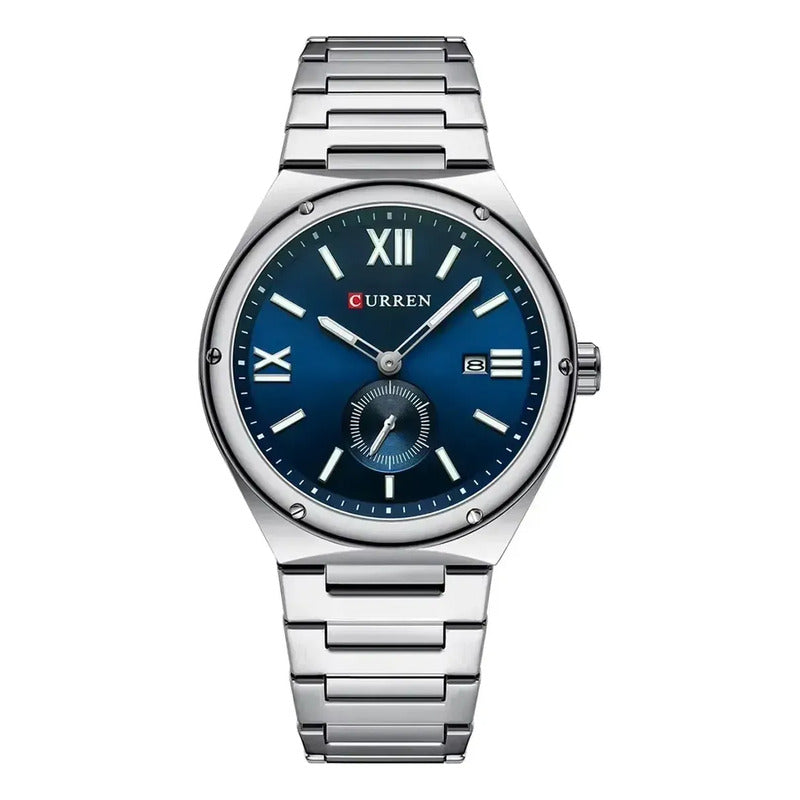 Reloj Metal Curren 8471-2 Plateado Azul