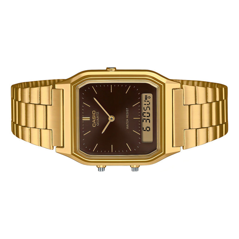 Reloj Casio Aq-230ga-5a Análogo Digital Dorado Blanco