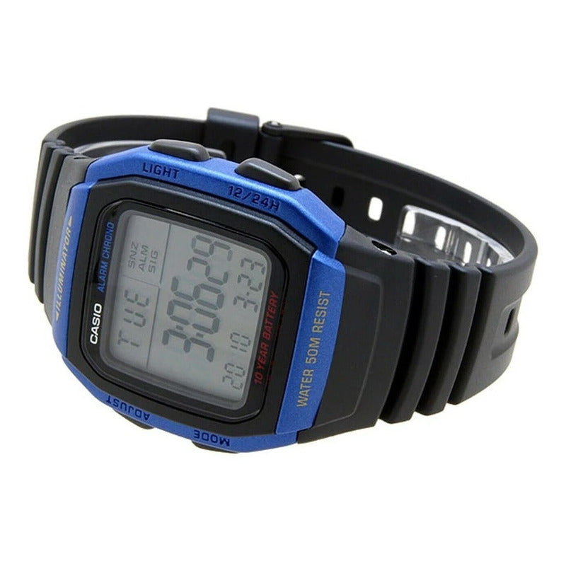 Reloj Casio Hombre W-96h-2a Sumergible Original Negro Azul Gris Oscuro