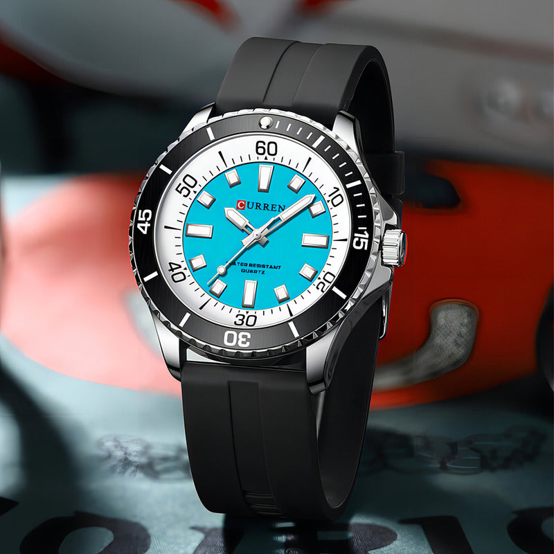 Relojes De Cuarzo Curren Casuales Impermeables 8448-4 Negro/azul