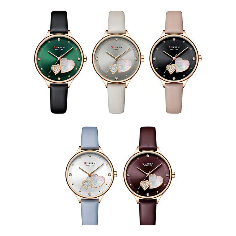 Reloj De Cuero Casual Impermeable Curren Para Mujer Color De La Correa Negro