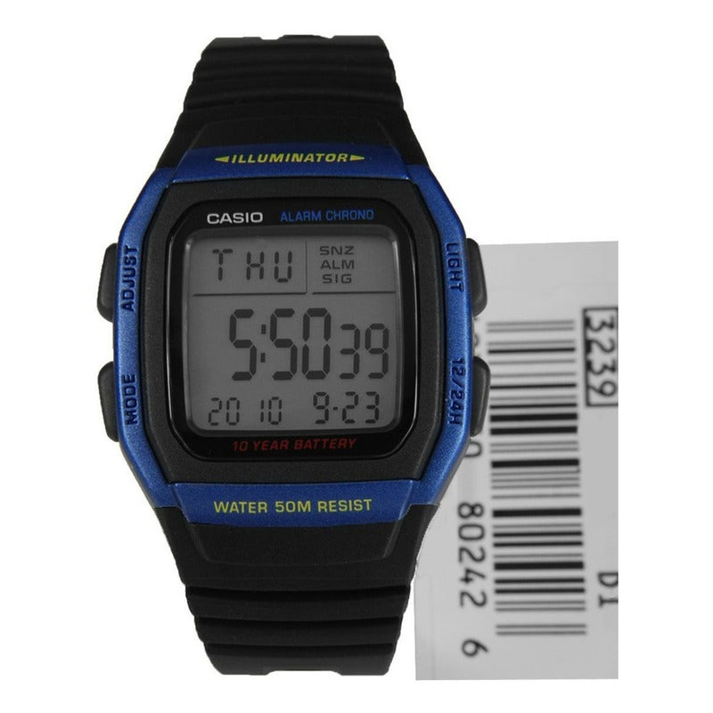 Reloj Casio W-96h-2av Cuarzo Hombre Negro Azul Plateado
